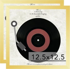 Holz Vinyl Schallplattenrahmen für die Wand, Display 12,5x12,5 Album Gold 