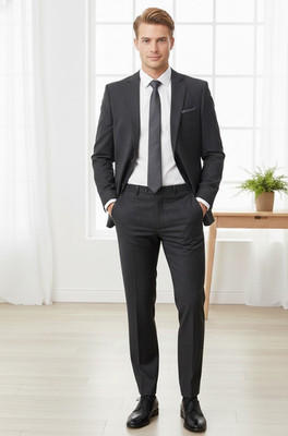 Roger Concept Tailor Made Charcoal Gray Pinstripe Super 120 Two Button Suit 40R