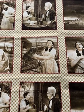 "WIZARD OF OZ" Quilting Fabric 28 Movie Scene Squares Sepia Colored