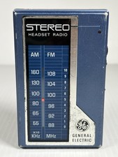 Vintage GE Model 7-1625BLA AM/FM Stereo Transistor Radio Blue Working