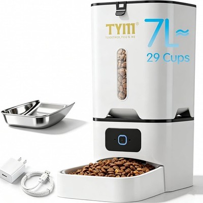 TYM Automatic Cat Feeder, 7L Timed Cat Dry Food Dispenser APP Control Programmab