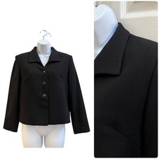 Vintage Pendleton Black Virgin Wool Boxy Crop Blazer Size 6 Small USA