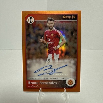 2025 Merlin Chrome Bruno Fernandes Man United Autograph Orange 1/25 Bookend /25