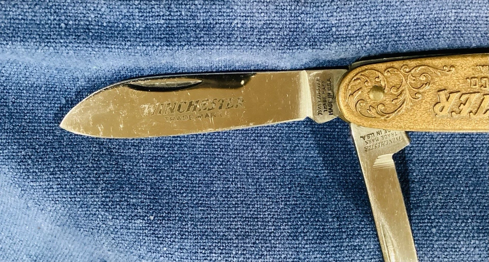 Vintage Rare Winchester 2 Blade Brass Pocket Knife - Image 4 of 4