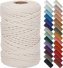 Natural Macrame Cord 6mm x 109Yards, Beige Macrame Rope, Cotton Cord for