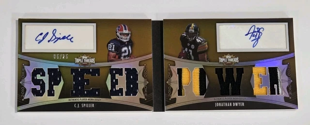 Triple Threads C.J. 2010 SPILLER / JONATHAN DWYER RC BOOKLET DUAL AUTO PATCH /25