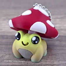 Mushroom Frog Clicker – Cute 3D Printed Fidget Toy Keychain | Cottagecore Gift