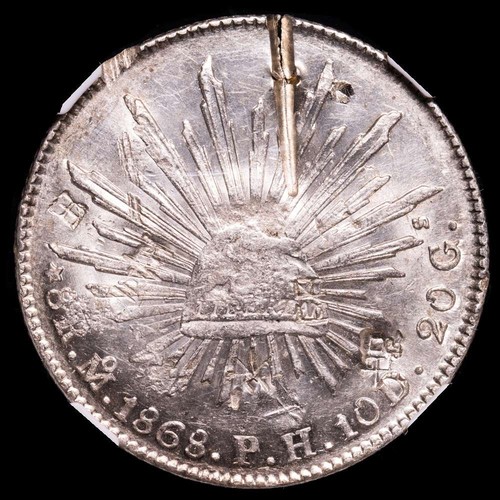 México República Federal 1868 Mo PH 8 Reales Plata (.903) Casa de la Moneda de - Foto 3 di 3