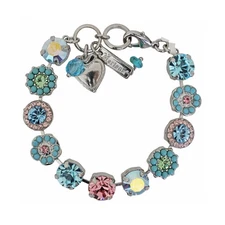 Mariana Rhodium Plated Summer Fun Large Floral Mosaic Crystal Statement Brace...