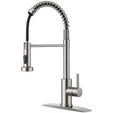 Brushed Nickel Kitchen Faucet with Pull Down Sprayer - Stylish  Functional