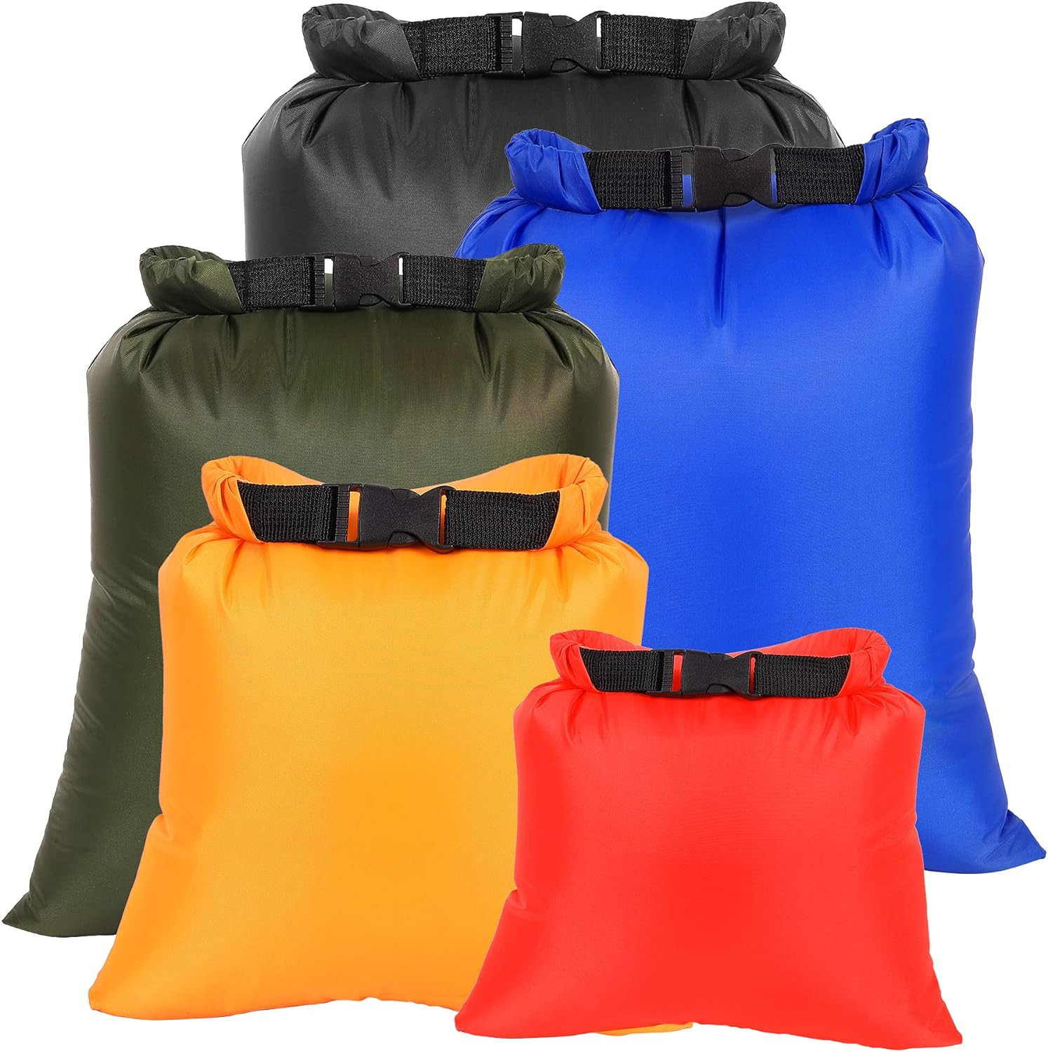 Ultralight Waterproof Dry Bags Set - 5 Pack Small Stuff Sack