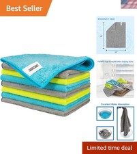 8 Assorted Microfiber Cleaning Cloths, 12x16 in - Scratch  Streak Free Design