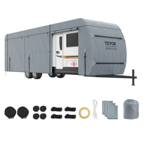 VEVOR Travel Trailer Cover, 18-20' RV Cover, 4-Layer Non-Woven Fabric Camper Cov