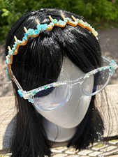 Light blue junked headband/glasses set. HANDM...
