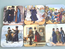 6  Korkuntersetzer,  Russische Malerei, Ma&szlig;en 9,5 cm x 9,5 cm - NEUWERTIG!!!