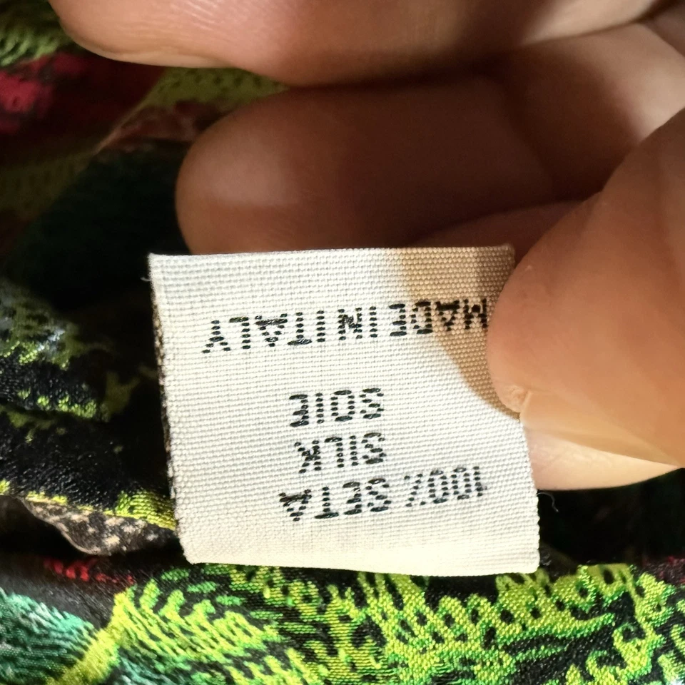 Camisa masculina de seda vintage COOGI estampa 3D L multicolorida com botões manga longa Itália. - Imagem 3 de 4