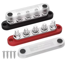 Set Of 2 - 150A Automotive 5 Way M6 Copper Wiring Busbar Guided Busbar Solar RV