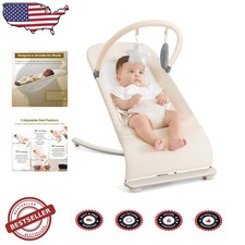 Luxury 3-in-1 Baby Bouncer, Rocker Chair, Newborn-Toddler, 4 Recline, Cotton