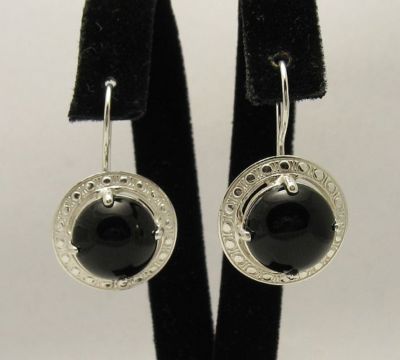 Sterling Silber Ohrringe Massiv 925 Natur Schwarz Onyx Neu Handarbeit Kaiserin