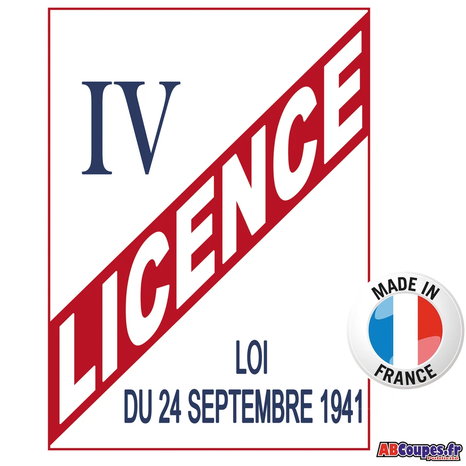 Autocollant LICENCE IV - Adhésif Débits de boisson 4 - Photo 1/1