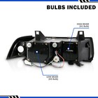 GT4AUTO Black Projector Headlights With LED Halo For BMW E36 Coupe 1992-1998 (Pair)