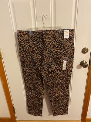 BRAND NEW WOMEN'S SIZE 18W TERRA & SKY STRAIGHT LEG Leopard JEANS