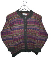 VTG 90s REI Wool Blend Cardigan Sweater Button Up Multi Color Women s Small