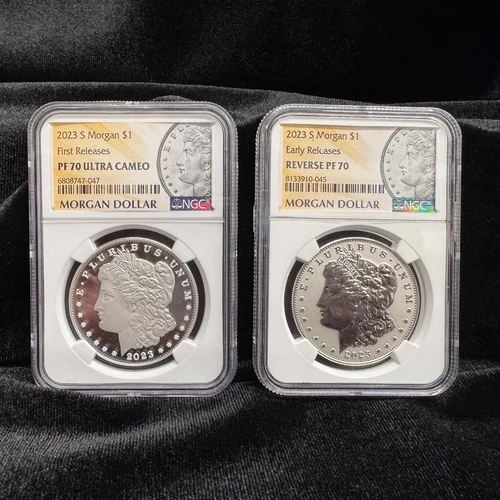 MORGAN DOLLAR - 2023 S ULTRA CAMEO REVERSE PF 70 NGC (SET OF 2 COINS)