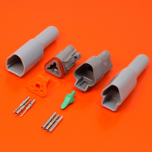 Deutsch DT Series 3 Pin Plug & Receptacle Connector Kits With Optional Boots Deutsch DT Series 3 Pin Plug & Receptacle Connector Kits With Optional Boots