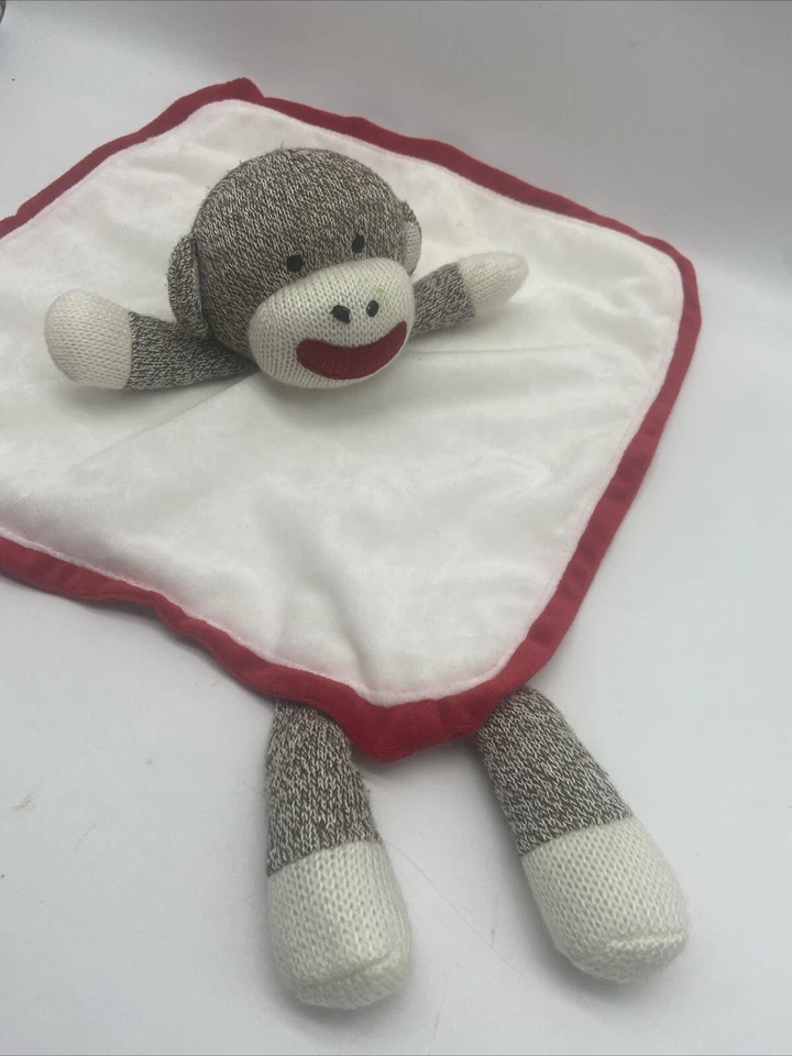 Baby Starters Sock Monkey Lovey Plush Rattle Security Blanket Stuffed Animal - Imagem 2 de 4