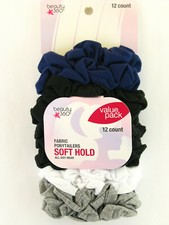 BEAUTY 360 VALUE PACK ASSORTED FABRIC PONYTAILERS - 12 PCS.  62230 