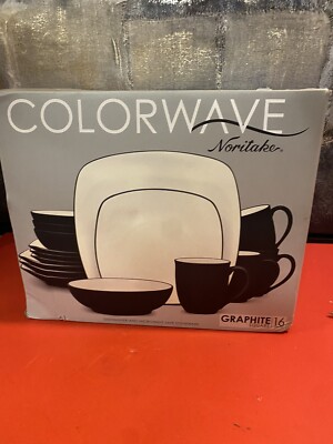 Noritake Colorwave Graphite Square Black 15 Pc Four Place Setting