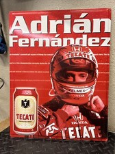 *RARO* 2002 Cerveza Tecate Adrián Fernández Lata Bar Sala de Juegos Hombre Cueva México Letrero