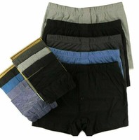 12 Pairs Men's Plain Boxer Shorts Underwear, Classic Cotton Rich  S-5XL Lot