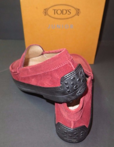 BNWT Beautiful Designer TODS JUNIOR Kids Red Suede Loafer Shoes 33 ITALY - Picture 10 of 12
