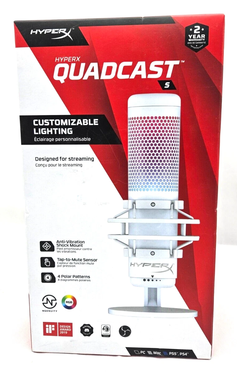 HyperX Quadcast S USB Microphone and Light Tap-to-Mute Sensor NEW