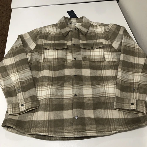VRST Men's Wool Blend Plaid Shirt Jacket Enlighten Plaid Stone 2XL - product listing photo