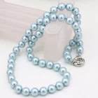 Long 16"18"22" 25"86"   8mm Light blue Akoya Shell Pearl Necklace