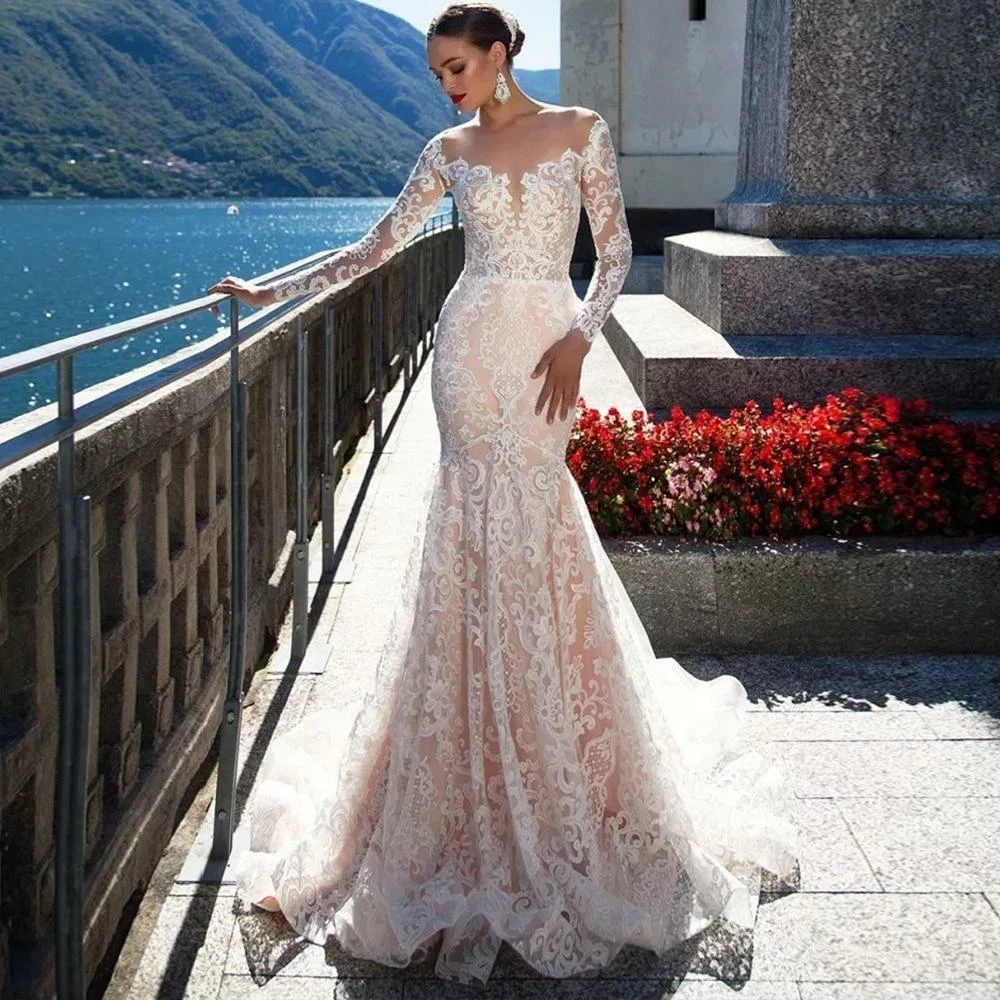 Sexy Luxury Mermaid Wedding Dress Long Sleeve