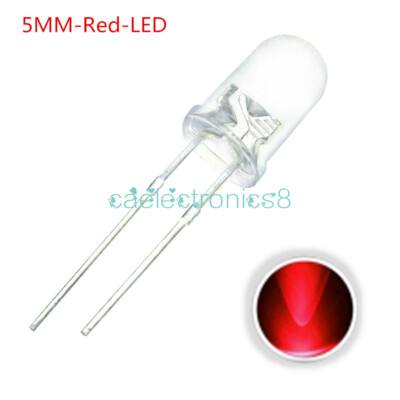 100PCS 5mm Round Red Water Clear LED Light Diodes Kit | eBay