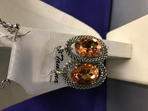 Collar de piedra de plata y naranja Tamina By Stella con pendientes a juego - Imagen 10 de 12