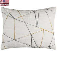 Hand Quilted Cotton Sham Ivory Standard 20x26 Abstract Pattern Boho Pillow Cover