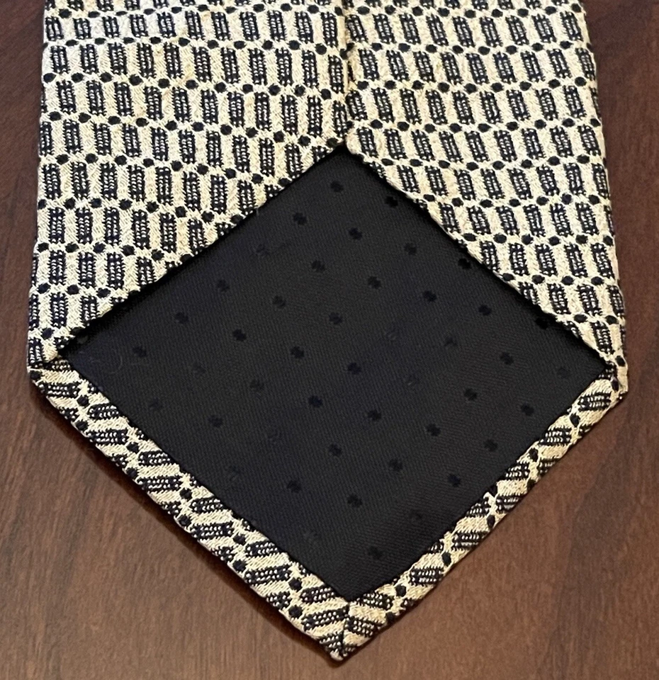 Corbata Jeffrey Banks dorada negra 100 % seda para hombre hecha en Canadá Foto 2 de 4