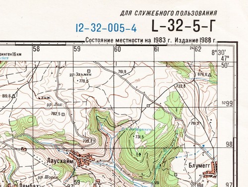 Russian Soviet Military Topographic Maps -BONNDORF-IM-SCHWARZWALD 1:50K, ed.1988 - Picture 4 of 7