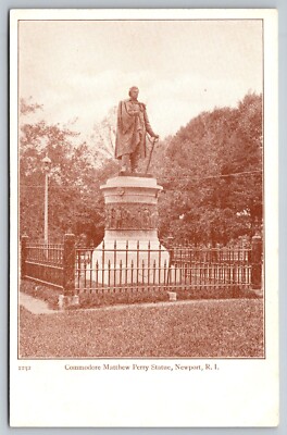 Postcard Rhode Island Newport Commodore Matthew Perry Statue 15W