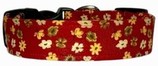 Burgundy Autumn Mini Flowers Handmade Dog Collar