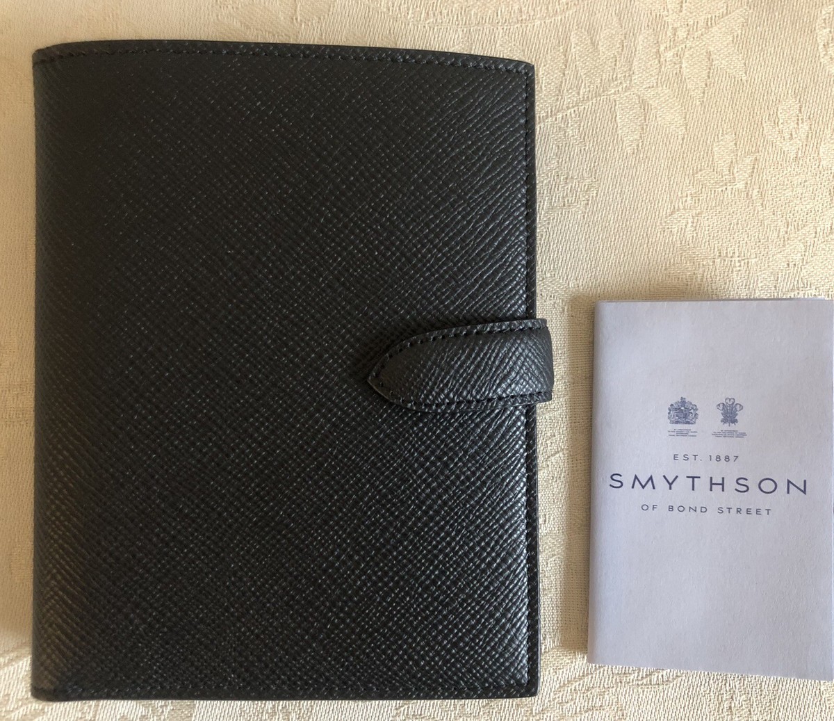 Smythson of Bond St Black Panama Leather Travel Wallet/Passport 