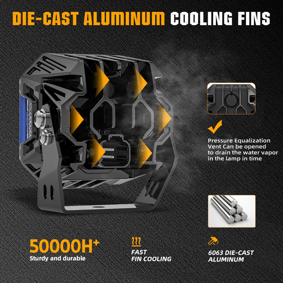 PAR de luces de trabajo LED de inundación de punto de faros de 3 pulgadas para Yamaha Banshee 350 YFZ350 Foto 3 de 4