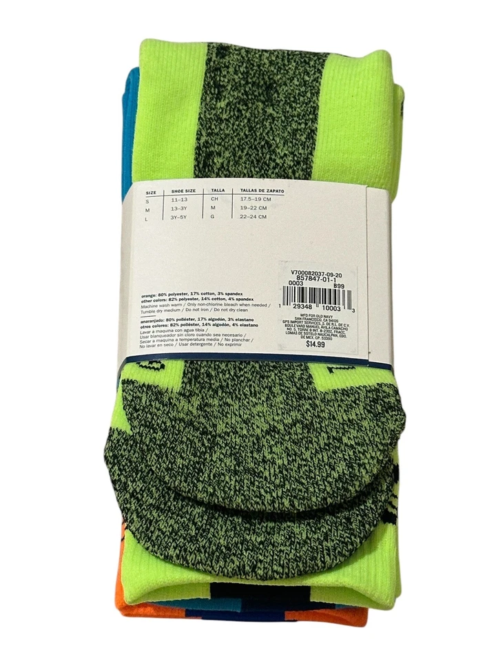 Old Navy Niños Talla Grande ~ Paquete de 3 Calcetines Go-Dry Crew ~ Zapatos Talla 3-5 ~ Brillantes Foto 2 de 4