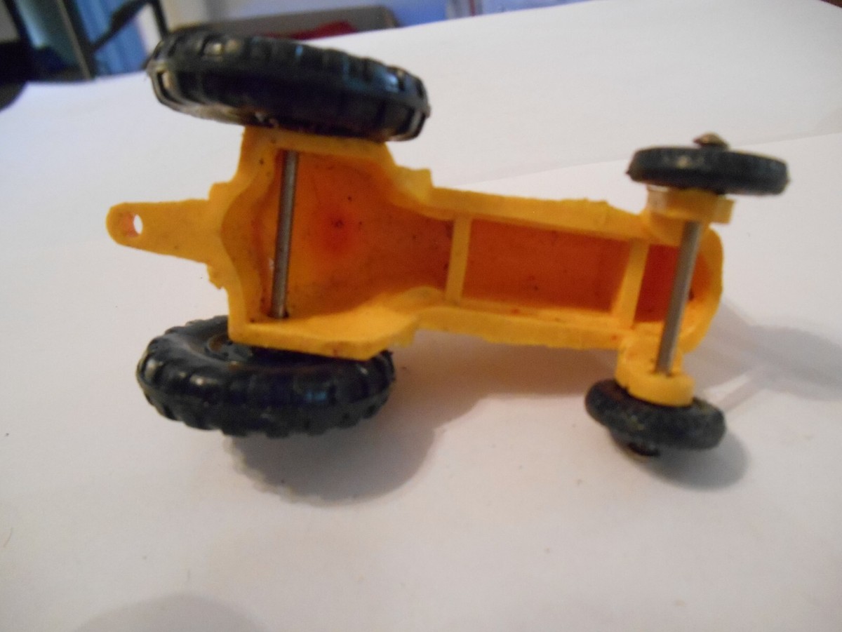 VTG 1960 Yellow Rubber Toy farm Tractor w/ Driver USA 2 x